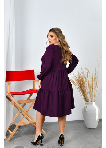 Темно-вишневое праздничный, повседневный, кэжуал женское платье из трикотажа креп-стретч No Brand однотонное