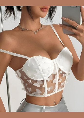 Топ-б`юстьє жіночий Метелик напіпрозорий з аплікацією білий No Brand Топ-б`юстьє Метелик (327890347)