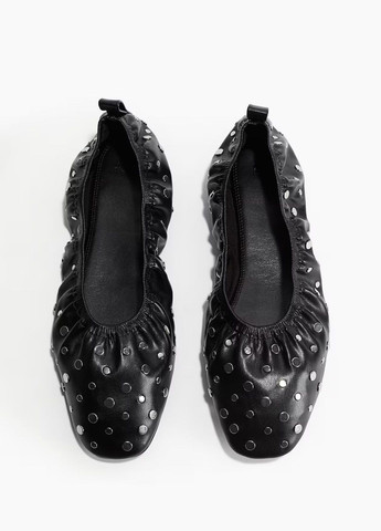 Женские балетки H&M | чёрные однотонные искусственная кожа (330125524)