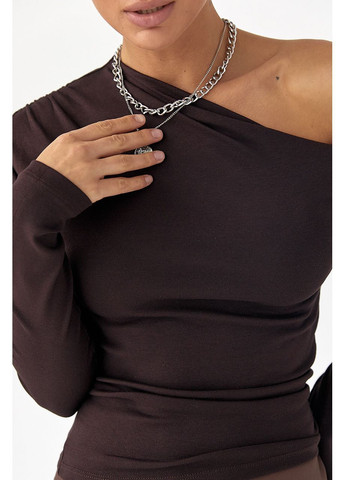 Облягаючий лонгслів з відкритим плечем - чорний колір Lurex (364967899)