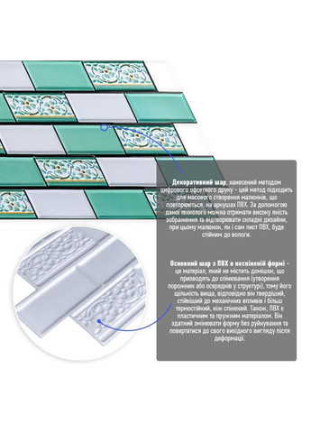 Декоративна ПВХ панель цегла зелений орнамент 960х480х4мм SW-00001429 Sticker Wall (327874457)