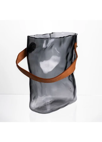Подарункова скляна ваза сумочка з ручкою 18×9×25 (см) декоративна Сірий HP-19-157-2 Yiwu (386441622)