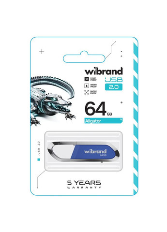 Флеш-накопичувач USB 2.0 64Gb Blue (WI2.0/AL64U7U) Wibrand Aligator (357474625)