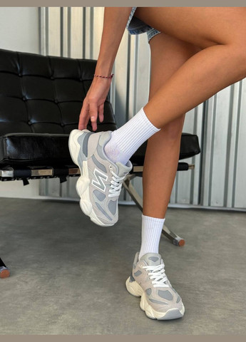 Белые осенние женские трендовые кроссовки в стиле new balance сетка натуральная кожа,замш 2024 No Brand серые демисезоны (302088444)