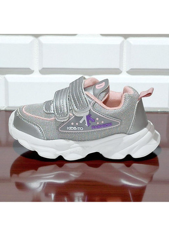 Серебряные демисезонные ортопедические демисезонные кроссовки на липучках для девочки Boyang