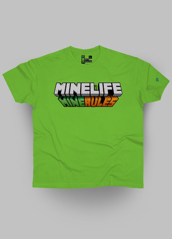 Зелена (лайм) футболка. Унікальний принт. Mine Life Mine Rules. Моє Життя, Мої Правила. Фанарт гри Minecraft від Art Forest (292632480)
