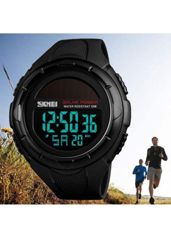 Мужские спортивные наручные часы 1405 Solar на солнечной батарее Черный Skmei (314483646)