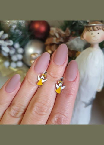 Серебряные детские серьги Ангелочки с цветной эмалью No Brand (333705470)