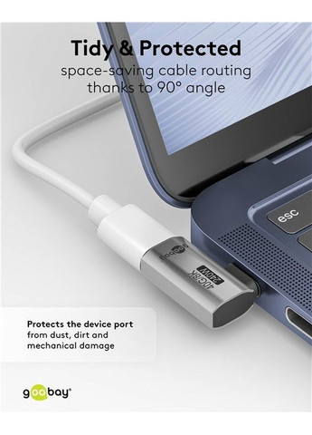 Переходник USB Type C M/F (папа/мама) (адаптер) (USB4) 40Gbps 240W 90° горизонт Goobay (369646471)