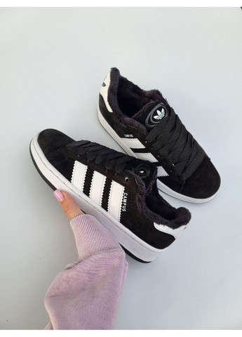 Чорні Зимовий кросівки чоловічі adidas campus black white winter fur адідас кампус No Brand