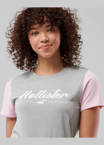 Серая футболка - женская футболка HC9110W Hollister - (263353132)