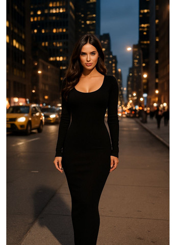 Черное кэжуал платье N.Family однотонное