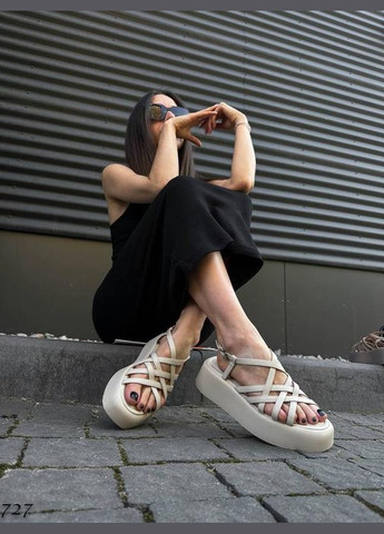 Бежевые бежевые женские босоножки на платформе Meideli с ремешком