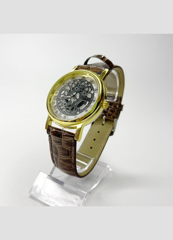 Часы наручные Cjhshd Прозрачные римские цифры механизм кварцевый ремешок Эко-кожа Золотистый корпус Geneva (316660093)