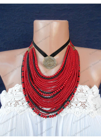 Ожерелье темно-красное с подвесом Пацьоркові мрії (369725124)