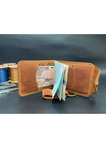 Шкіряний Гаманець Затиск Для Грошей з Монетницею Набір + Брелок Коньячний Колір No Brand (356508882)