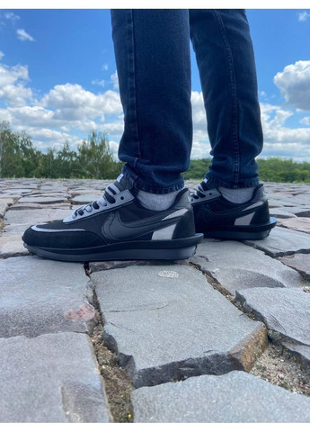 КРОССОВКИ ЖЕНСКИЕ NIKE LD WAFFLE SACAI BLACK НАЙК No Brand чёрные демисезоны (368888034)