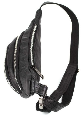 Спортивная сумка на пояс через плечо мужская из натуральной кожи средняя Черный 35068 TARWA (335008038)