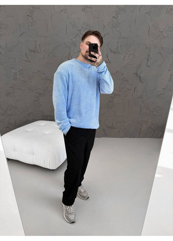 Голубой демисезонный стильный мужской свитер Vakko