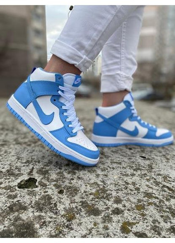 КРОССОВКИ ЖЕНСКИЕ NIKE DUNK HIGH BLUE WHITE НАЙК СБ ДАНК No Brand белые демисезоны (367169143)