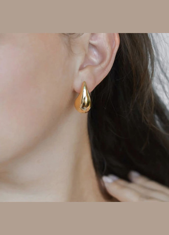 Серьги-пуссеты Капля цвет золото гипоаллергенный сплав L-20х10мм No Brand Пусети (317353529)