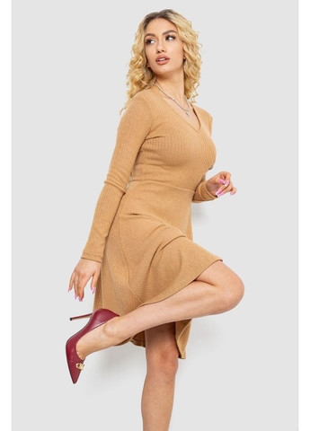 Бежевое платье трикотажное с оборкой, 230r0113 Ager