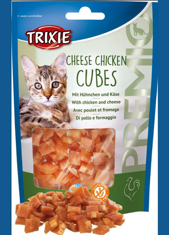 Ласощі для кішок сирнокурячі кубики 50 гр Cheese Chicken CUBES 42717 Trixie (269695986)