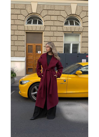 Бордове демісезонне Пальто кашемірове утеплене (заміри в описі) DK/DL Мода без кордонів