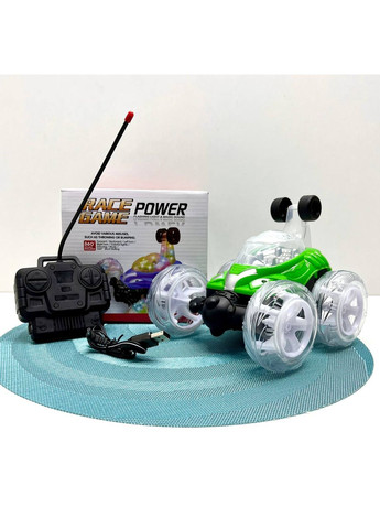 Машинка-перевертыш на радиоуправлении музыка свет поворот 360 USB зарядное Зеленая (9802M-1) No Brand (365807447)