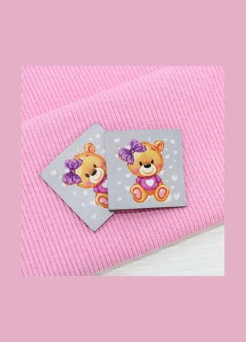 Нашивка светоотражающая "Мишка девочка" 35*35мм серого цвета с цветным рисунком (7760) No Brand (335810821)