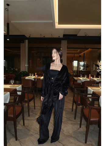 Женский бархатный костюм с пайетками: удлиненный кардиган + палаццо MonCher (368634193)