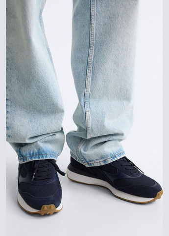 Темно-синие всесезон мужские кроссовки Zara со шнурками