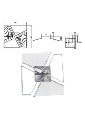 Керована світлодіодна люстра GALAXY 80W 4Q SMART 550x550x108-WHITE-220-IP20 ESLLSE (303422678)