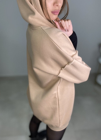 Туника с капюшоном бежево-черного цвета. LSK Оверсайз (362695308)