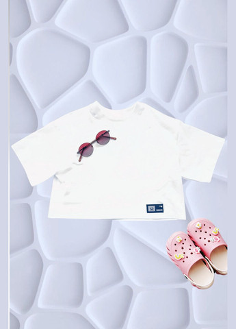 Белоснежная летняя стильная детская оверсайз футболка топ с нашивкой Little Joys