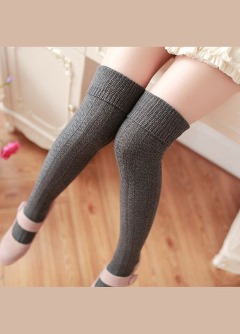 Панчохи бавовняні з текстурою в'язки темно-сірі XXS-XL No Brand (307930838)