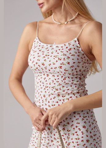 Белое силуэтный сарафан миди с цветочным узором Lurex