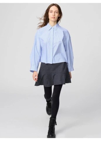 Голубой классическая, кэжуал рубашка в полоску Uniqlo