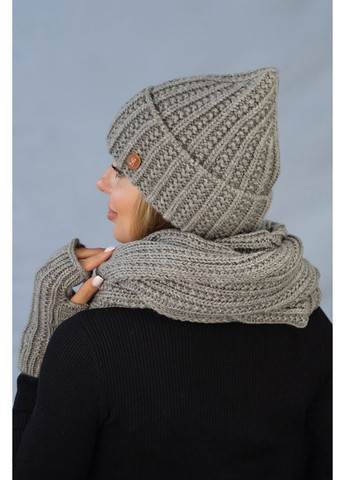 Женский комплект Юна, шапка, шарф-снуд, перчатки-митенки Braxton (360506777)