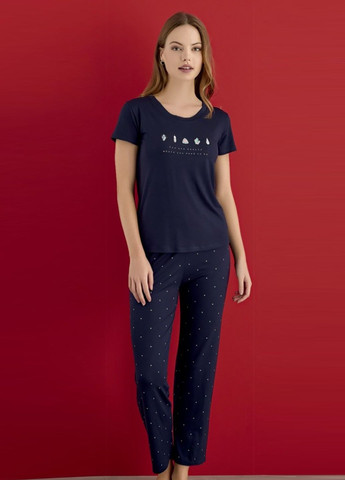 Темно-синяя всесезон пижама футболка + брюки Angels Secret