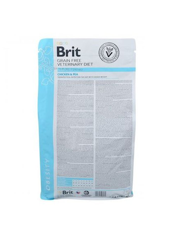 Сухой корм GF VetDiet Cat Obesity для кошек, при лишнем весе и ожирении, с курицей и горохом, 2 кг Brit (362702295)