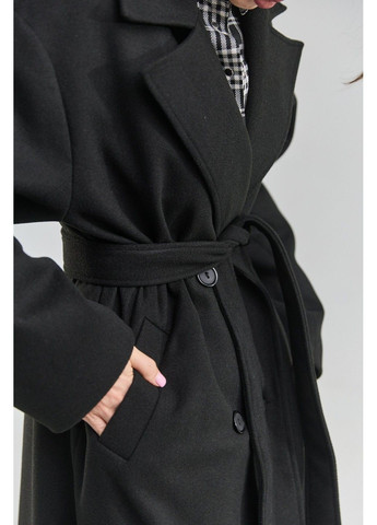 Черная демисезонная пальто спущенный черный рукав Bessa
