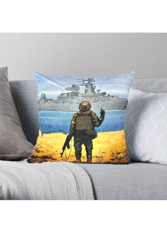 Подушка патриотическая 3D "Рyсский военний корабль йди ..." 2692_D 12677 35х35 см FlexDress (368783929)