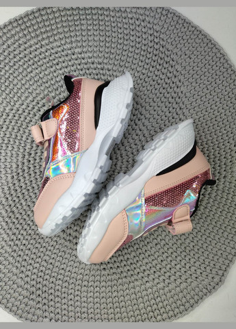 Рожеві всесезонні кросівки на липучці для дівчинки рожеві з лелітками Kimboo