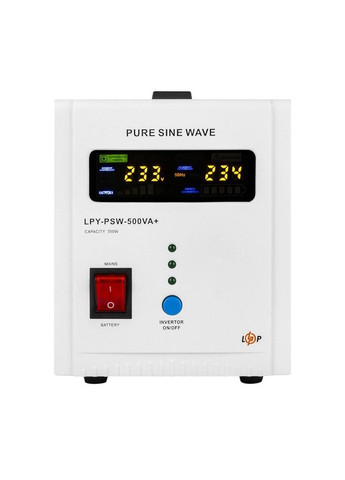 Джерело безперебійного живлення LPY-PSW-500VA+ (350Вт) 5A/10A з правильною синусоїдою 12В LogicPower (369479632)