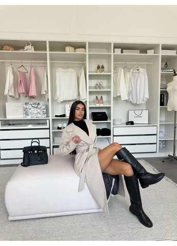 Бежеве демісезонне Жіноче пальто на підкладці No Brand