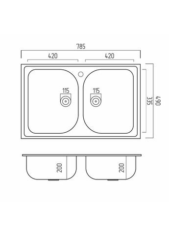 Гранитная мойка для кухни 7950 Equatoria матовый Черный Valeso (336938563)