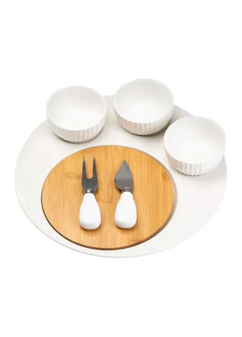 Набор для нарезки сыра из бамбука и керамики для сервировки закусок и сыров ProDobro (364191068)