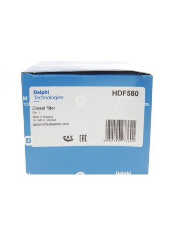 Фільтр паливний NISSAN CABSTAR 3.5L, 4.5L, RENAULT TRUCK (RVI) MAXITY 2.8L, 3.2L, 3.5L, 4.5L HDF580-ua Delphi (366163231)