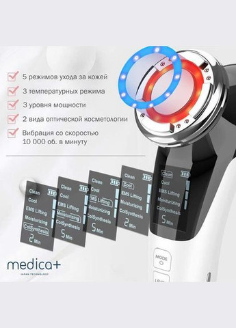 RF Ліфтинг масажер для обличчя SKIN LIFTING 7.0 PINK (EMS+LED) гарантія 1 рік Medica+ (296785526)